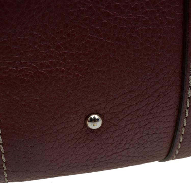 Pre Owned Carolina Herrera Red Leather Boston Bag