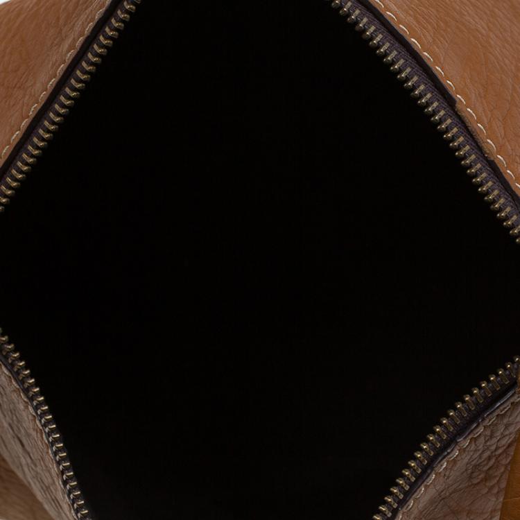 Pre Owned Carolina Herrera Brown Monogram Leather Shoulder Bag