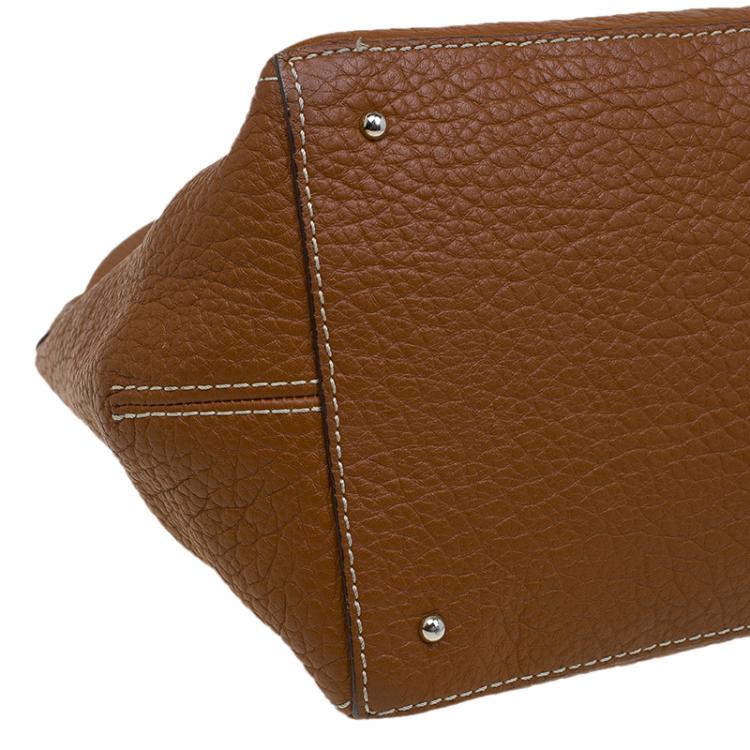 Pre Owned Carolina Herrera Brown Monogram Leather Shoulder Bag