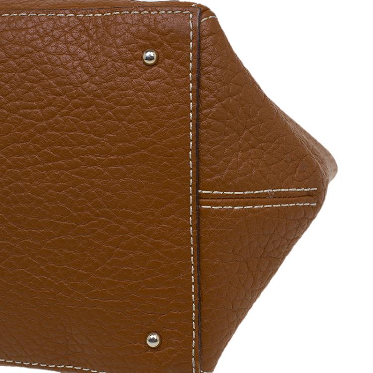 Pre Owned Carolina Herrera Brown Monogram Leather Shoulder Bag