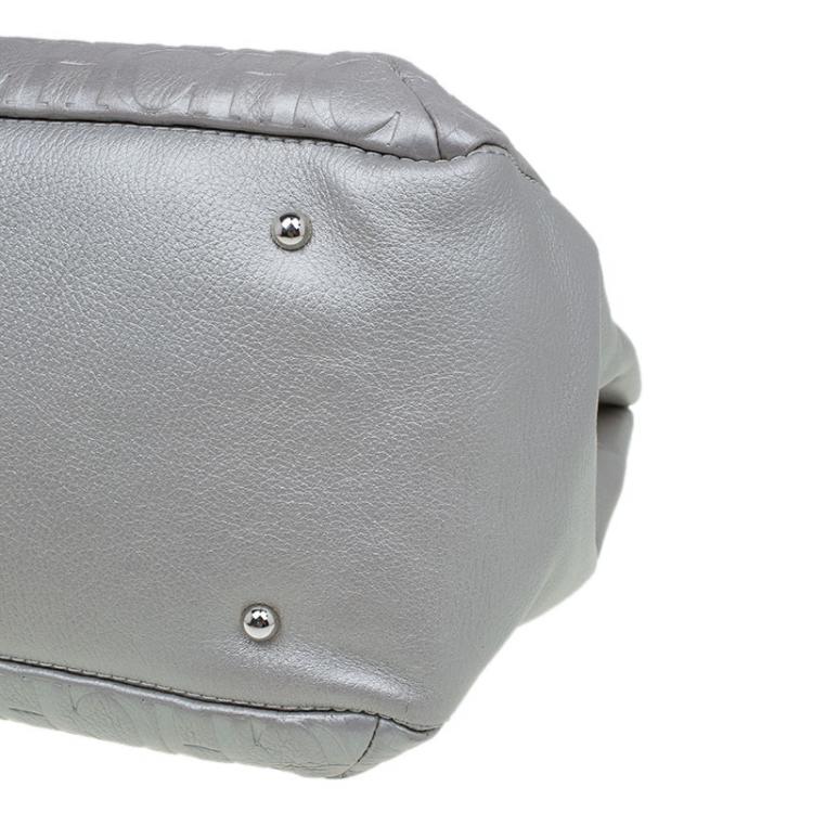 Pre Owned Carolina Herrera Grey Monogram Leather Audrey Tote