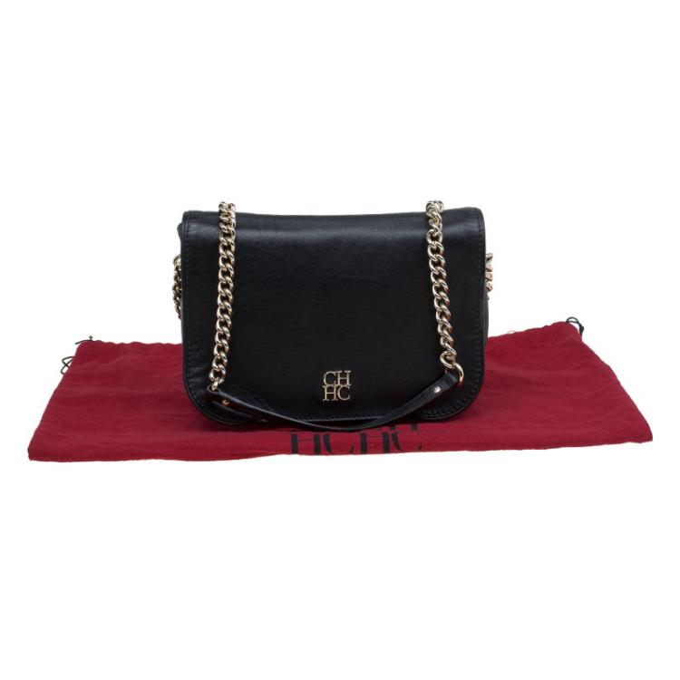 Pre Owned Carolina Herrera Black Leather New Baltazar Shoulder Bag