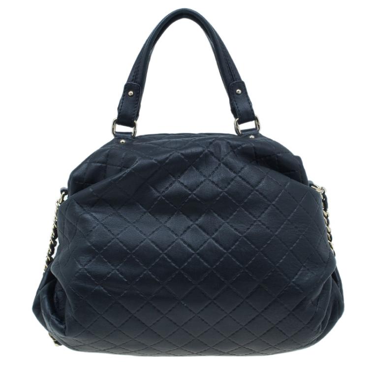 Pre Owned Carolina Herrera Black Leather Quilted Chain Satchel