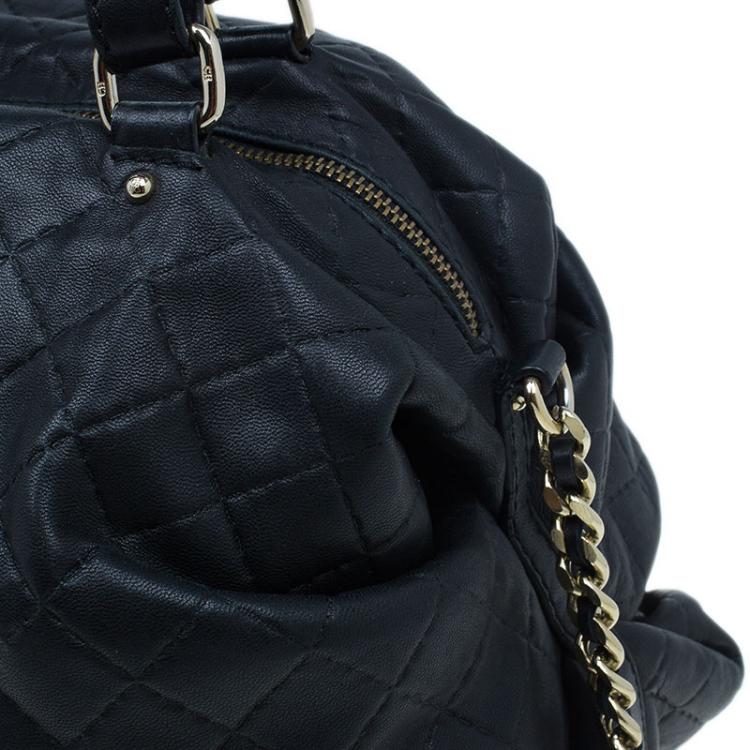 Pre Owned Carolina Herrera Black Leather Quilted Chain Satchel