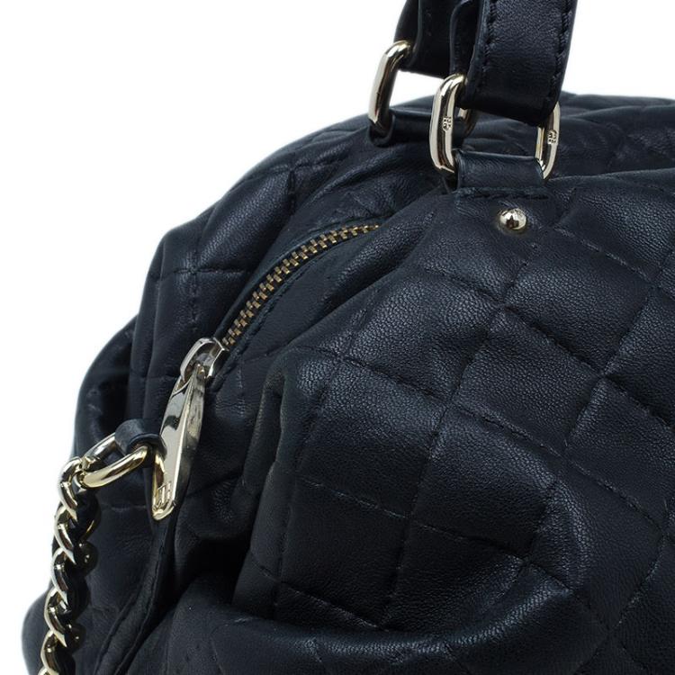 Pre Owned Carolina Herrera Black Leather Quilted Chain Satchel