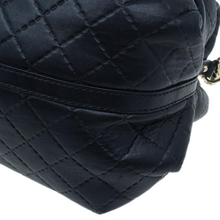 Pre Owned Carolina Herrera Black Leather Quilted Chain Satchel
