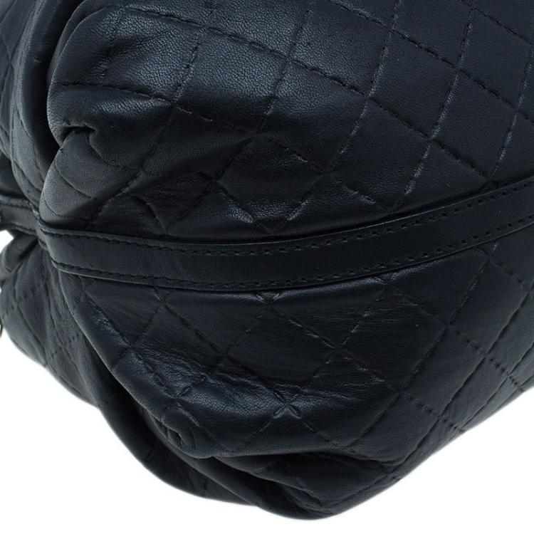 Pre Owned Carolina Herrera Black Leather Quilted Chain Satchel