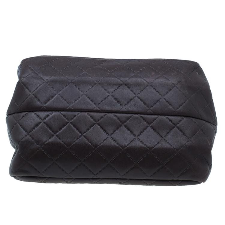 Pre Owned Carolina Herrera Brown Monogram Leather Shoulder Bag