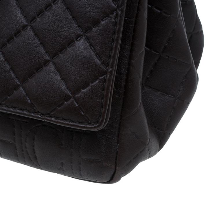 Pre Owned Carolina Herrera Brown Monogram Leather Shoulder Bag