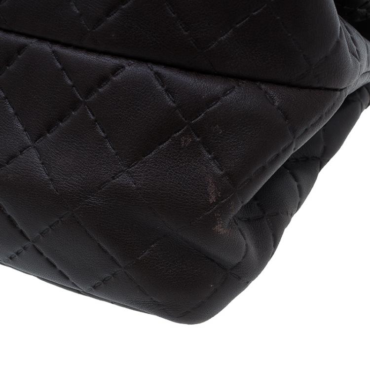 Pre Owned Carolina Herrera Brown Monogram Leather Shoulder Bag