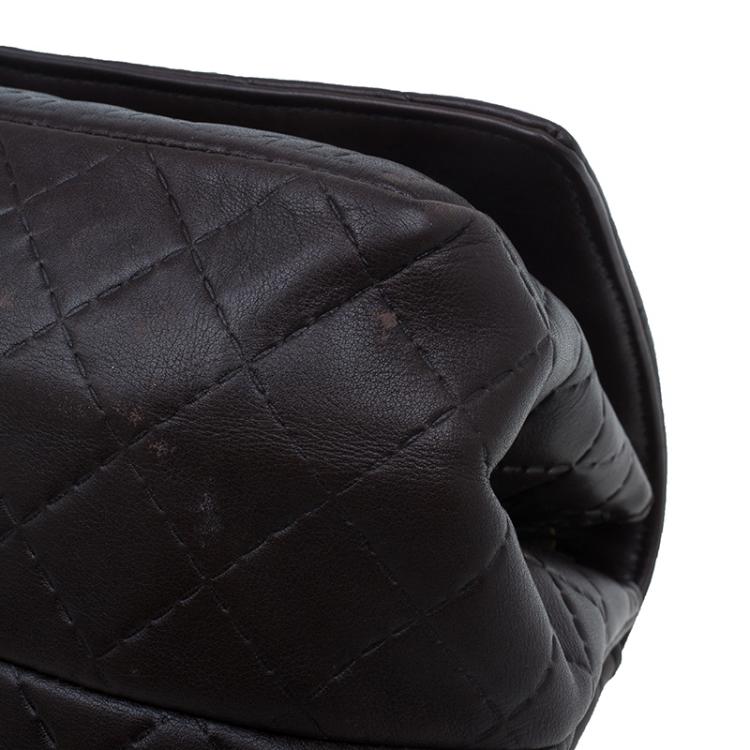 Pre Owned Carolina Herrera Brown Monogram Leather Shoulder Bag