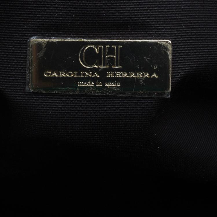 Pre Owned Carolina Herrera Purple Monogram Leather Shoulder Bag