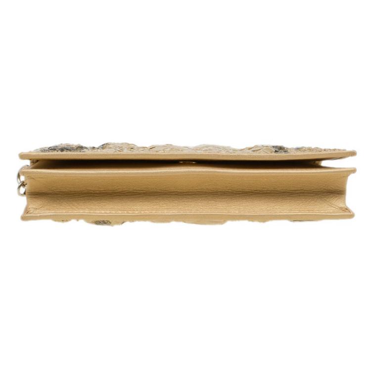 Pre Owned Carolina Herrera Gold Python Chain Clutch