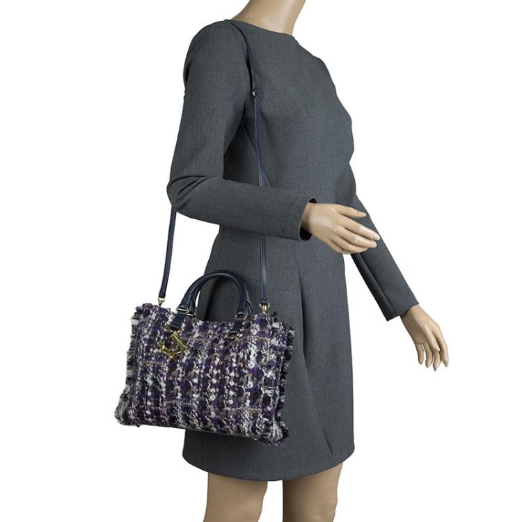 Pre Owned Carolina Herrera Tri Color Tweed Tote