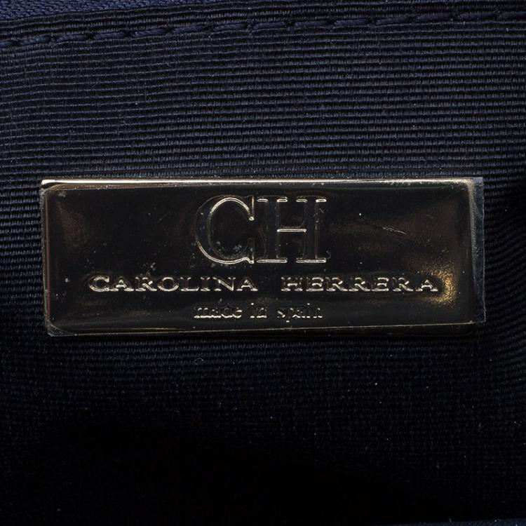 Pre Owned Carolina Herrera Tri Color Tweed Tote