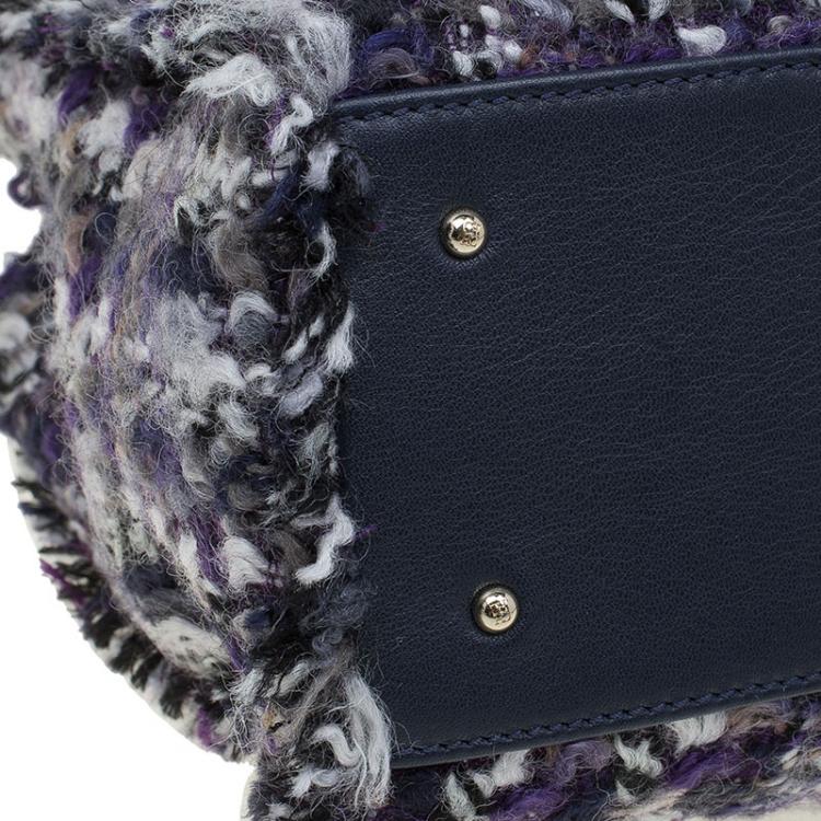 Pre Owned Carolina Herrera Tri Color Tweed Tote