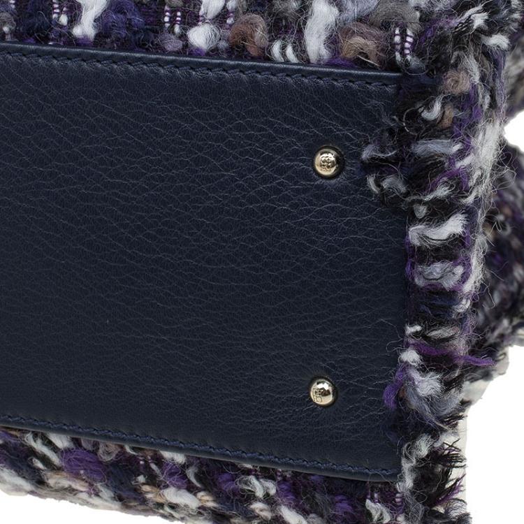 Pre Owned Carolina Herrera Tri Color Tweed Tote