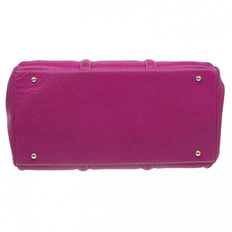 Pre Owned Carolina Herrera Magenta Leather Matteo Satchel
