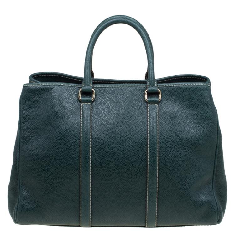 Pre Owned Carolina Herrera Dark Green Leather Matteo Satchel