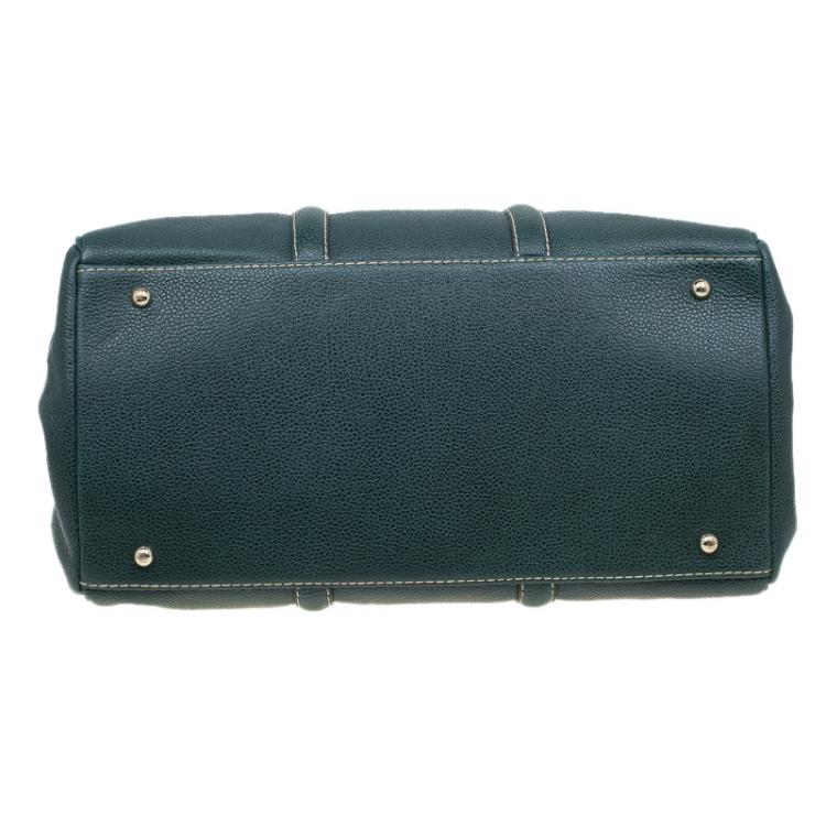 Pre Owned Carolina Herrera Dark Green Leather Matteo Satchel