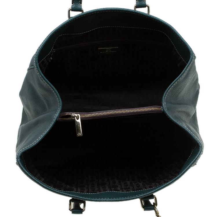 Pre Owned Carolina Herrera Dark Green Leather Matteo Satchel