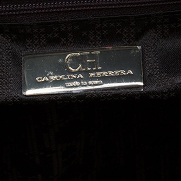 Pre Owned Carolina Herrera Dark Green Leather Matteo Satchel