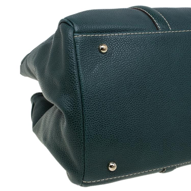 Pre Owned Carolina Herrera Dark Green Leather Matteo Satchel