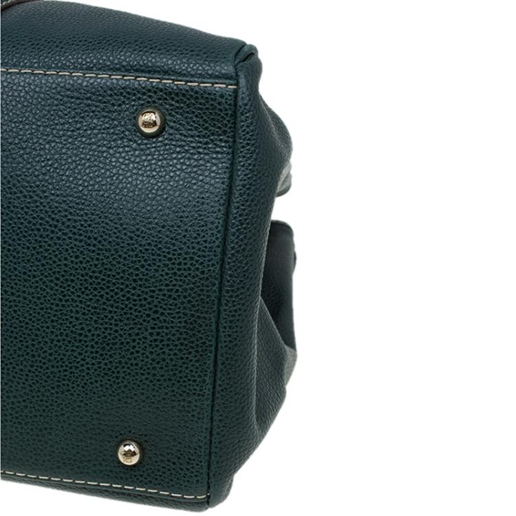 Pre Owned Carolina Herrera Dark Green Leather Matteo Satchel