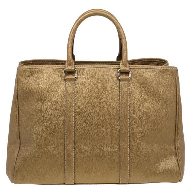 Pre Owned Carolina Herrera Gold Leather Matteo Satchel