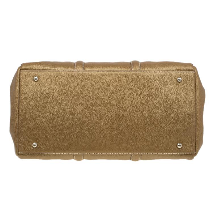 Pre Owned Carolina Herrera Gold Leather Matteo Satchel