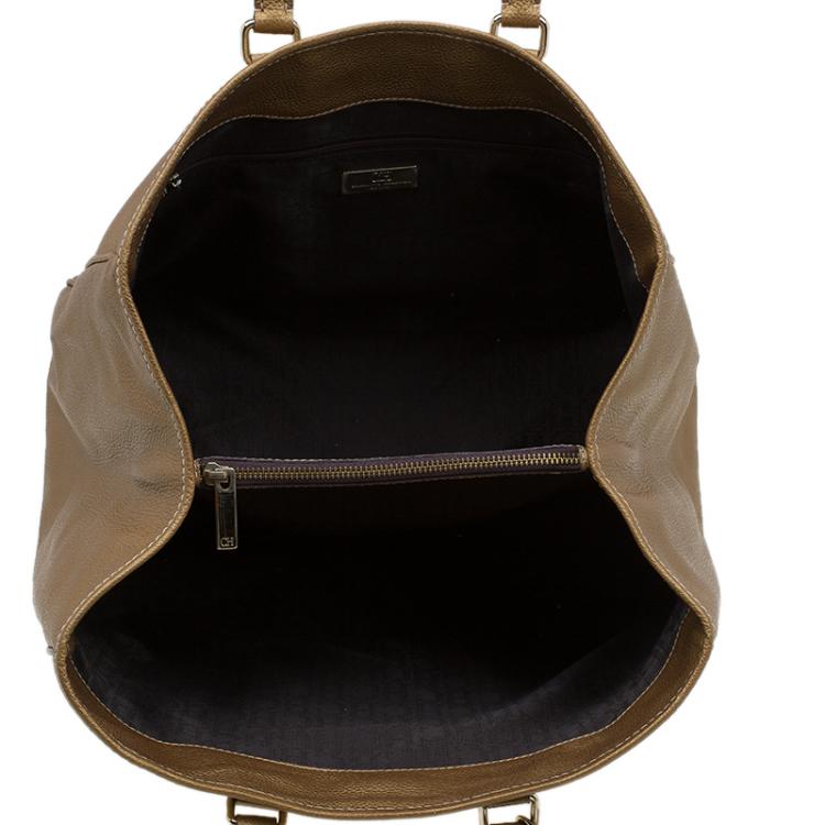 Pre Owned Carolina Herrera Gold Leather Matteo Satchel