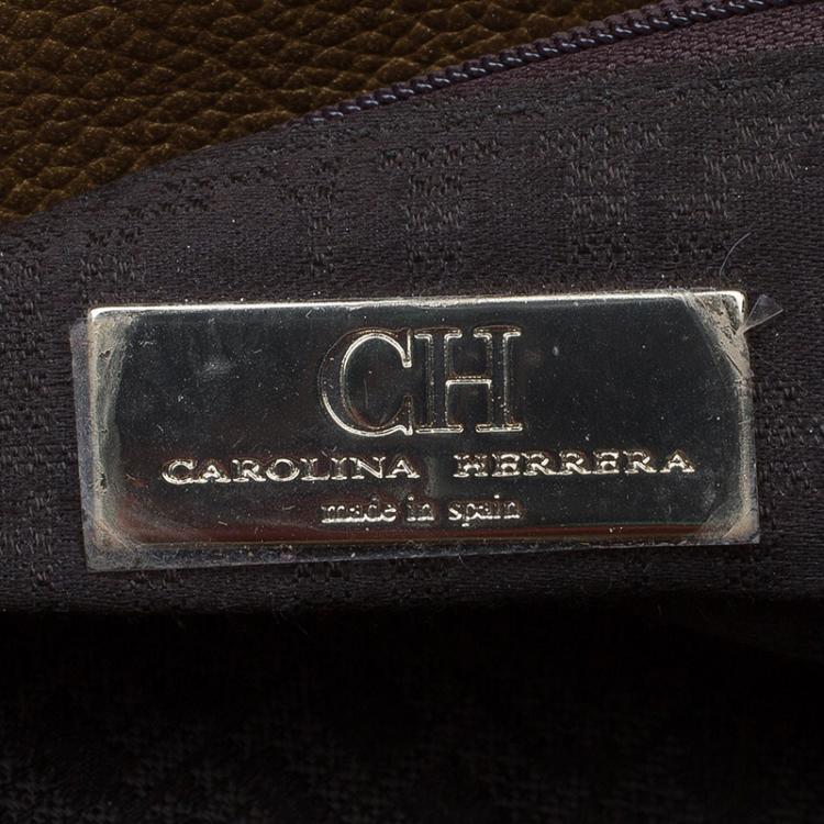 Pre Owned Carolina Herrera Gold Leather Matteo Satchel