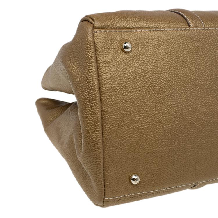 Pre Owned Carolina Herrera Gold Leather Matteo Satchel