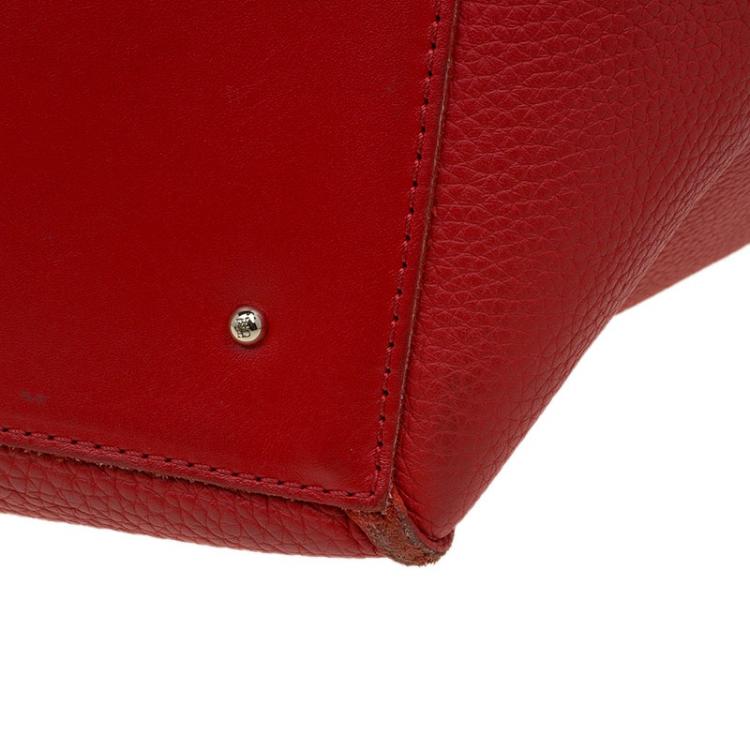 مملوكة مسبقًا Carolina Herrera Red La Place Vendome Embossed Leather Tote