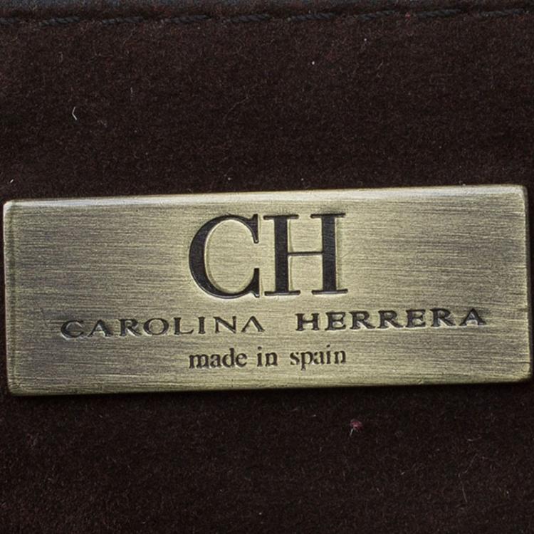 Pre Owned Carolina Herrera Beige/Brown Monogram Canvas Shopper Tote