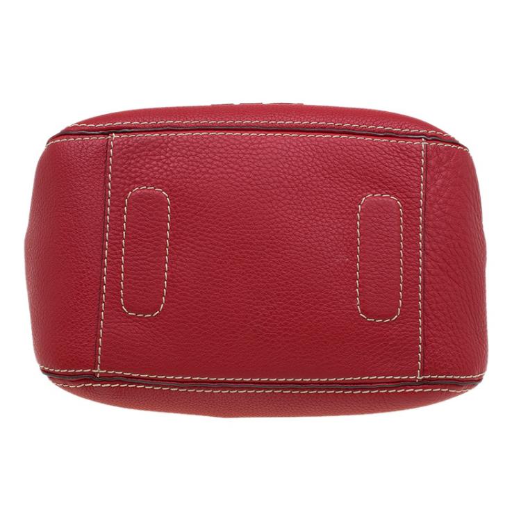 Pre Owned Carolina Herrera Red Pebbled Leather Hobo