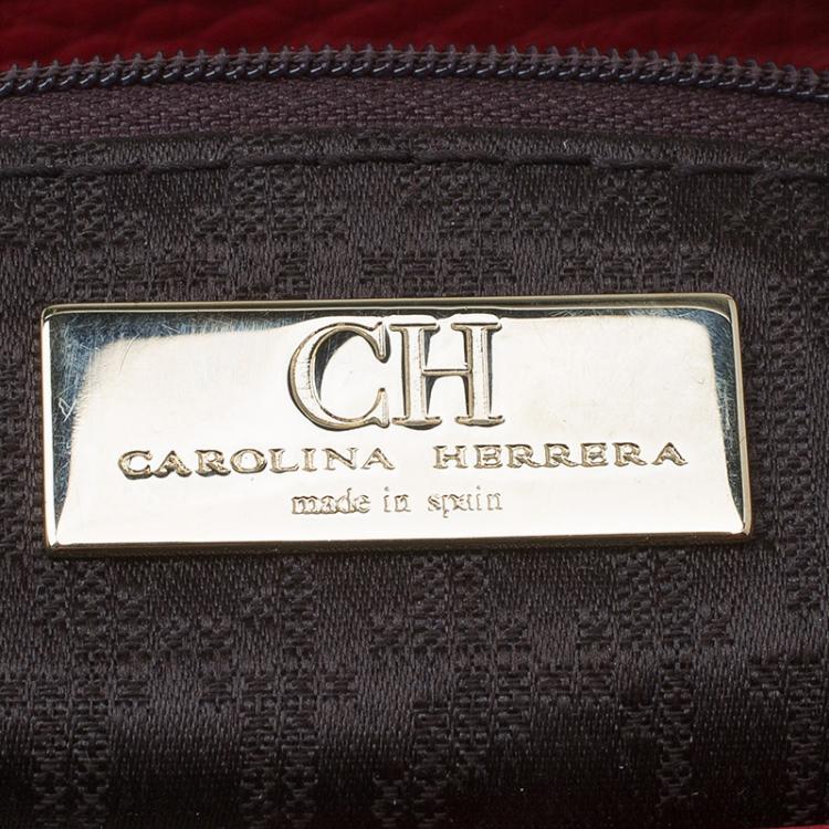 Pre Owned Carolina Herrera Red Pebbled Leather Hobo