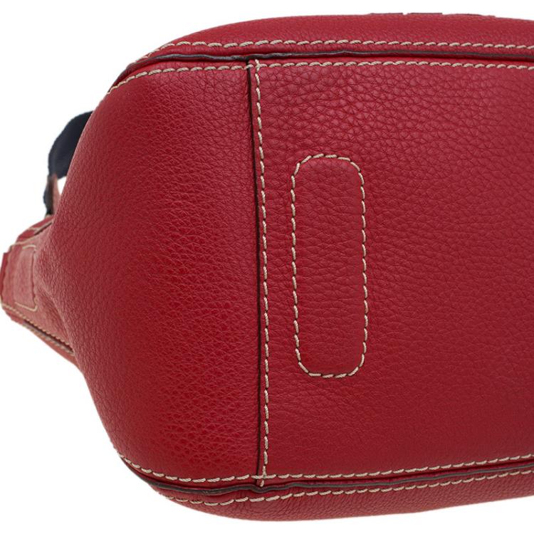 Pre Owned Carolina Herrera Red Pebbled Leather Hobo