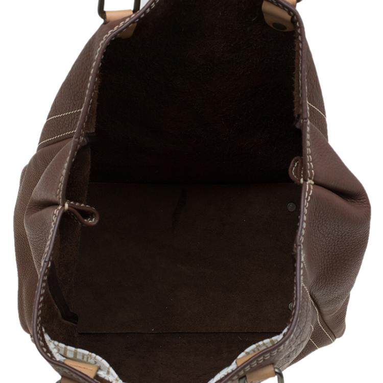 Pre Owned Carolina Herrera Brown Monogram Leather Andy Tote
