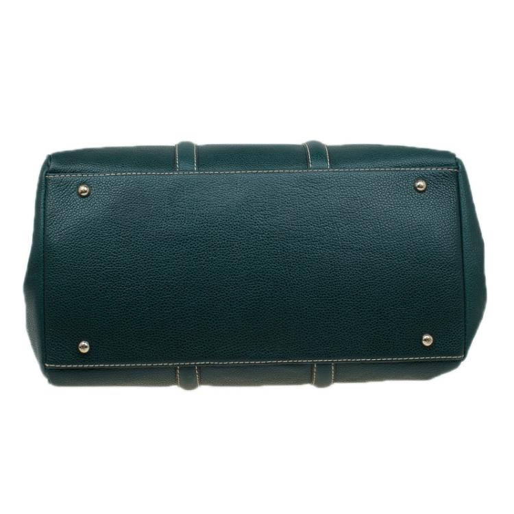 Pre Owned Carolina Herrera Dark Green Leather Matteo Tote