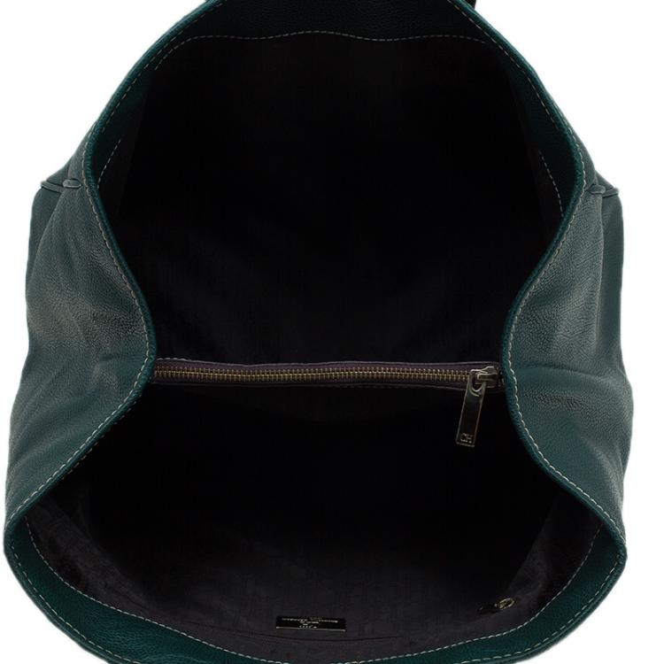 Pre Owned Carolina Herrera Dark Green Leather Matteo Tote