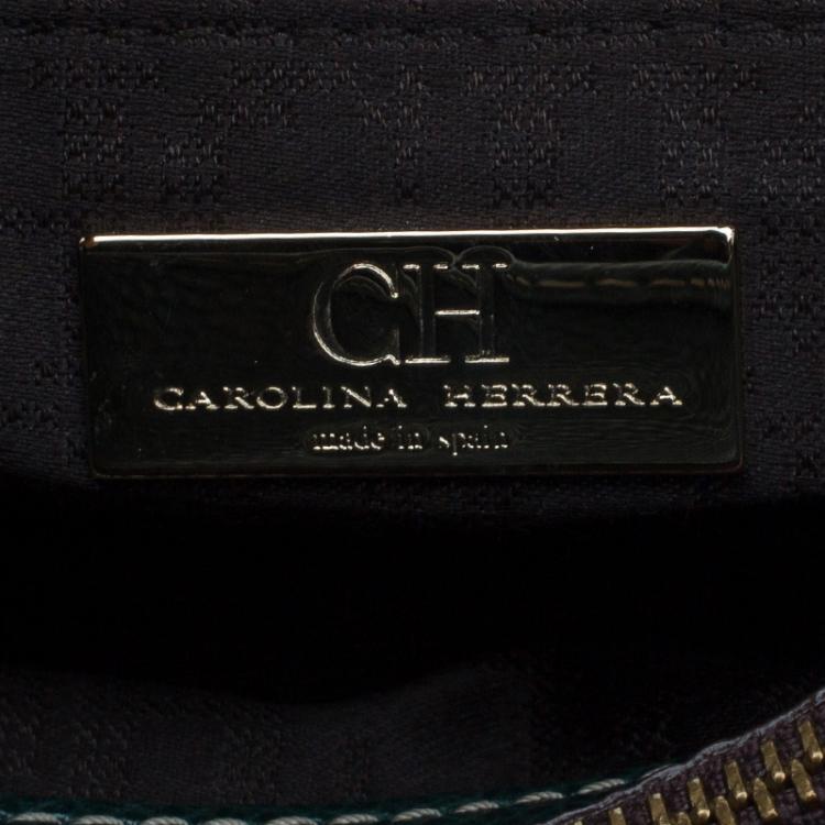 Pre Owned Carolina Herrera Dark Green Leather Matteo Tote