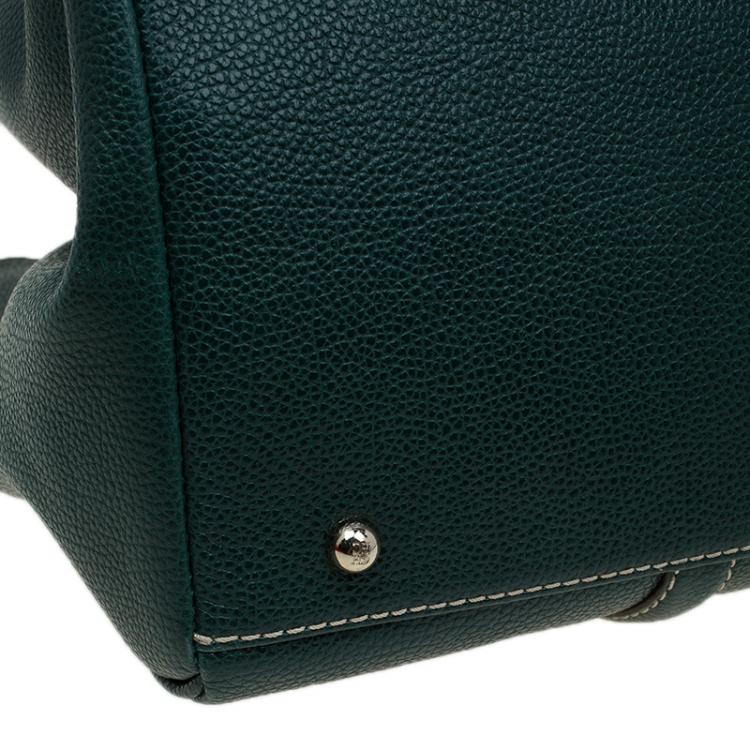 Pre Owned Carolina Herrera Dark Green Leather Matteo Tote