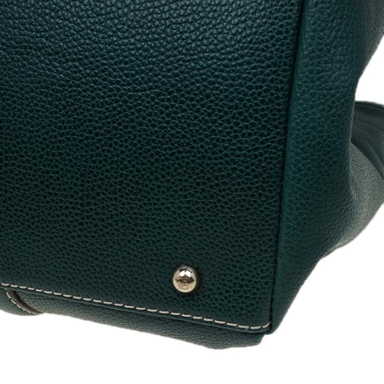 Pre Owned Carolina Herrera Dark Green Leather Matteo Tote