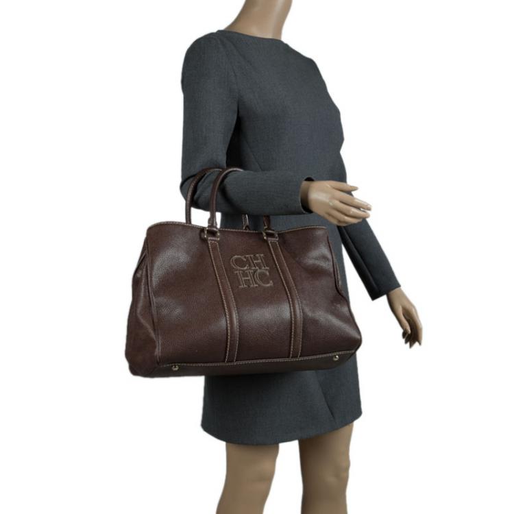 Pre Owned Carolina Herrera Brown Leather Matteo Tote
