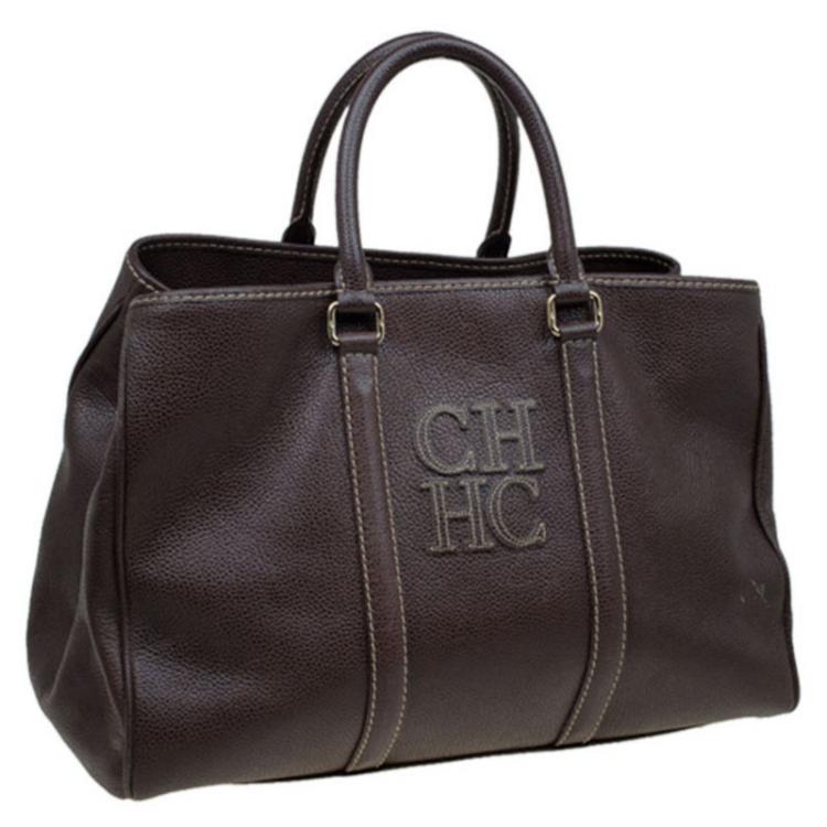 Pre Owned Carolina Herrera Brown Leather Matteo Tote