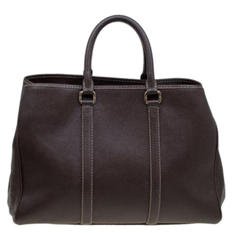 Pre Owned Carolina Herrera Brown Leather Matteo Tote