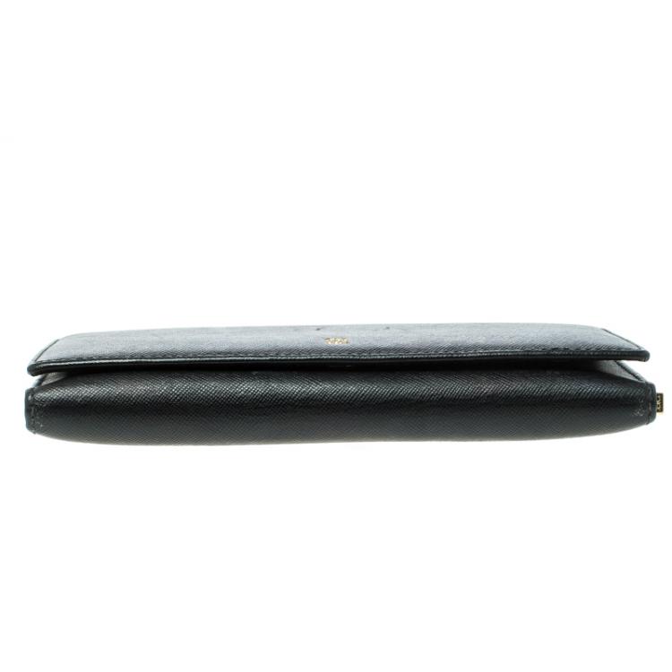 Pre Owned Carolina Herrera Black Textured Leather Continental Wallet