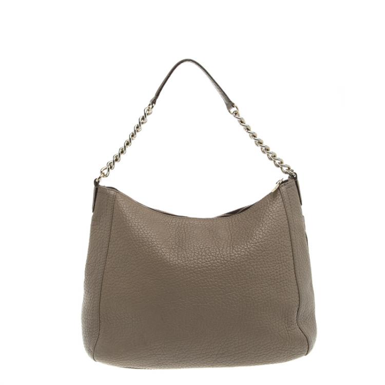 Pre Owned Carolina Herrera Beige Pebbled Leather Maria Shoulder Bag