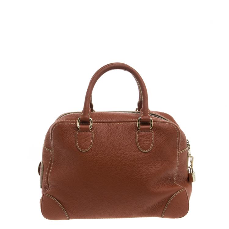 Pre Owned Carolina Herrera Copper Brown Leather Satchel